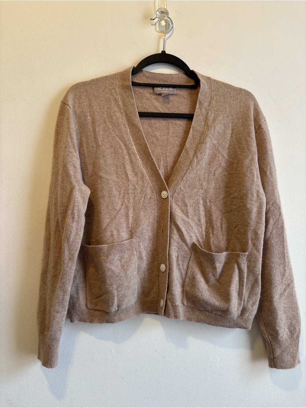 J. Crew Taupe V-Neck Button Cardigan